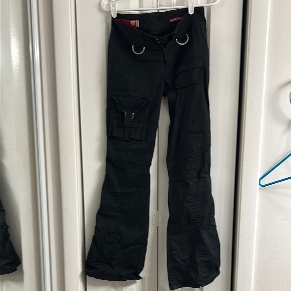 Black Cargo Pants with Ring Details